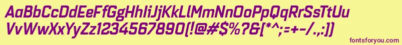 Quarcanormbolditalic Font – Purple Fonts on Yellow Background