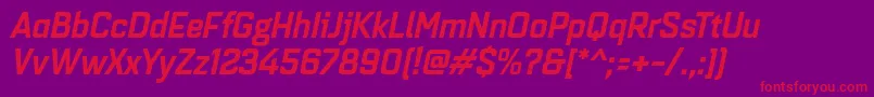 フォントQuarcanormbolditalic – 紫の背景に赤い文字