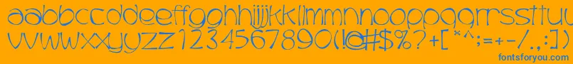 Trubble-Schriftart – Blaue Schriften auf orangefarbenem Hintergrund