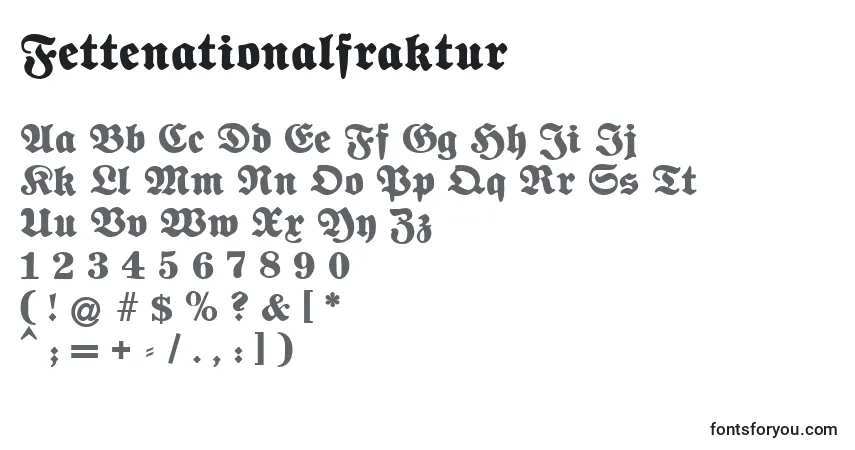 Fuente Fettenationalfraktur - alfabeto, números, caracteres especiales