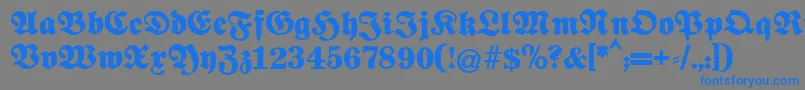 Fettenationalfraktur Font – Blue Fonts on Gray Background