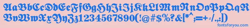 Fettenationalfraktur-Schriftart – Blaue Schriften auf rosa Hintergrund