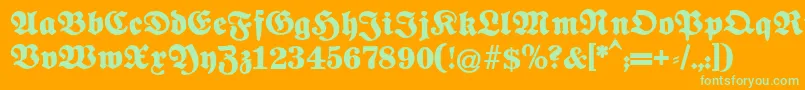 Fettenationalfraktur Font – Green Fonts on Orange Background