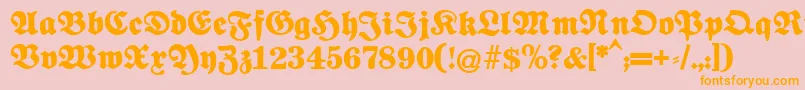 Fettenationalfraktur-Schriftart – Orangefarbene Schriften auf rosa Hintergrund