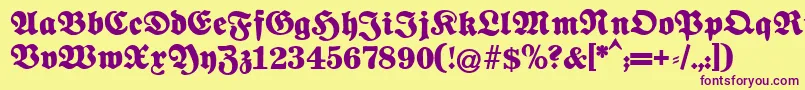 Fettenationalfraktur Font – Purple Fonts on Yellow Background