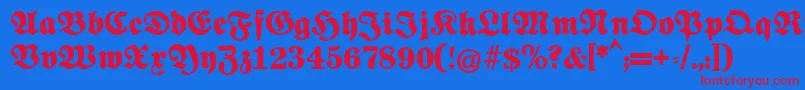 Fettenationalfraktur Font – Red Fonts on Blue Background