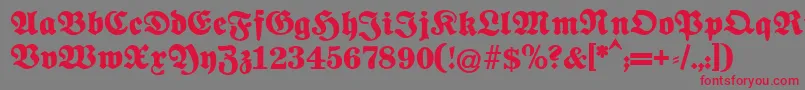 Fettenationalfraktur Font – Red Fonts on Gray Background