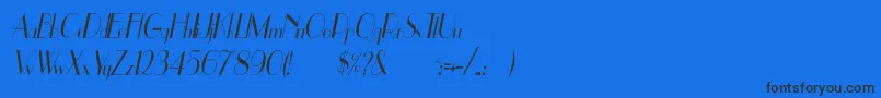 UppeaCnItalic-Schriftart – Schwarze Schriften auf blauem Hintergrund