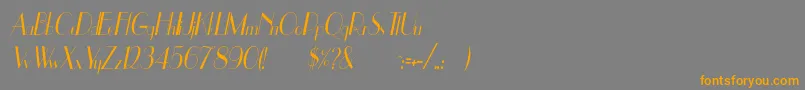 フォントUppeaCnItalic – オレンジの文字は灰色の背景にあります。