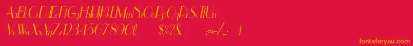 フォントUppeaCnItalic – 赤い背景にオレンジの文字