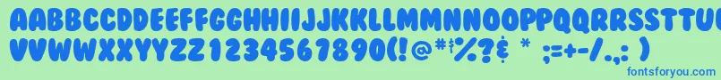 Bubblegum Font – Blue Fonts on Green Background