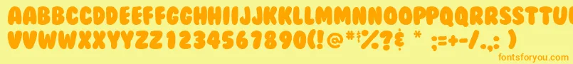 Bubblegum-Schriftart – Orangefarbene Schriften auf gelbem Hintergrund