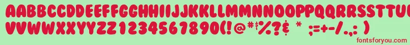 Bubblegum-Schriftart – Rote Schriften auf grünem Hintergrund