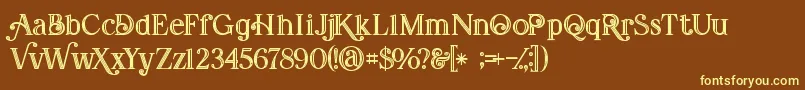 Amadeustinline-fontti – keltaiset fontit ruskealla taustalla