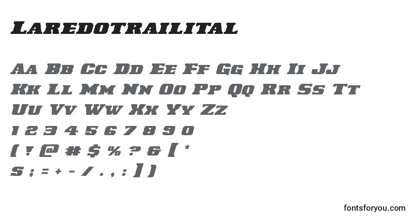 Schriftart Laredotrailital – Alphabet, Zahlen, spezielle Symbole