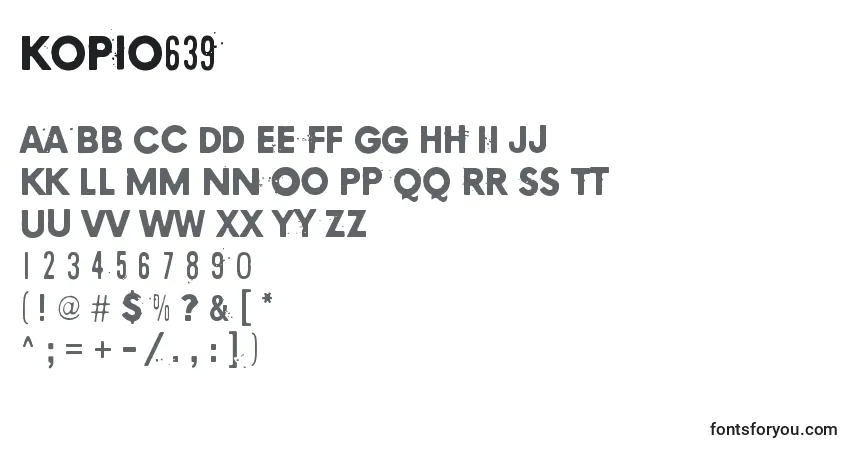 Czcionka Kopio639 – alfabet, cyfry, specjalne znaki