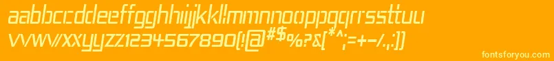 RepublikaIvCndItalic-Schriftart – Gelbe Schriften auf orangefarbenem Hintergrund