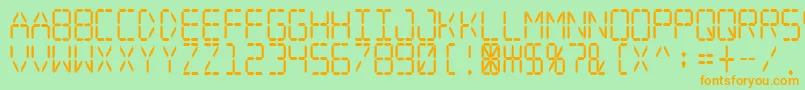 Digital Dream Narrow-fontti – oranssit fontit vihreällä taustalla