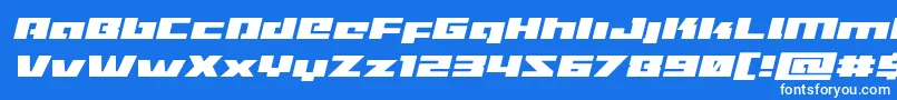 フォントTurbochargeexpandital – 青い背景に白い文字