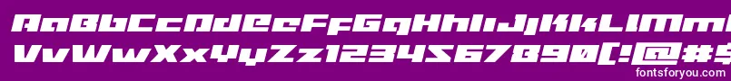 Turbochargeexpandital-Schriftart – Weiße Schriften auf violettem Hintergrund