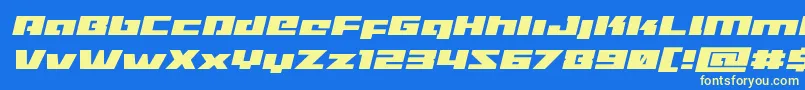 Turbochargeexpandital Font – Yellow Fonts on Blue Background