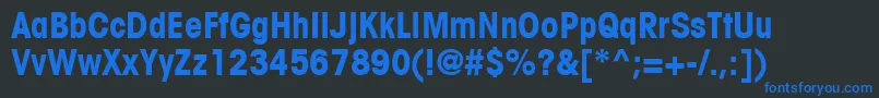Fonte TrendexCondensedSsiBoldCondensed – fontes azuis em um fundo preto