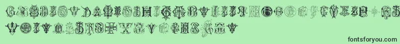 IntellectaMonogramsRandomSamplesSeven Font – Black Fonts on Green Background