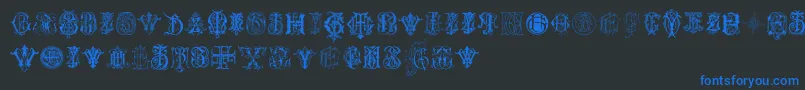 IntellectaMonogramsRandomSamplesSeven Font – Blue Fonts on Black Background
