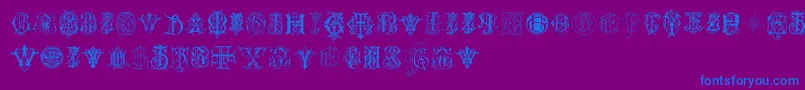 fuente IntellectaMonogramsRandomSamplesSeven – Fuentes Azules Sobre Fondo Morado