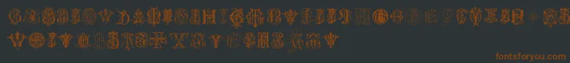 IntellectaMonogramsRandomSamplesSeven Font – Brown Fonts on Black Background