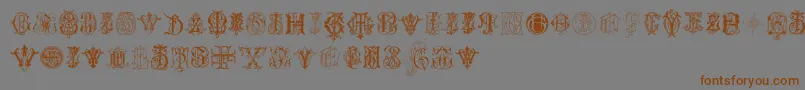 IntellectaMonogramsRandomSamplesSeven-fontti – ruskeat fontit harmaalla taustalla