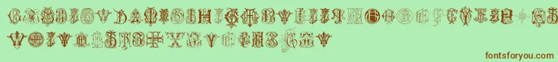 IntellectaMonogramsRandomSamplesSeven Font – Brown Fonts on Green Background