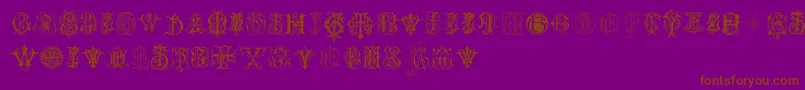 IntellectaMonogramsRandomSamplesSeven Font – Brown Fonts on Purple Background