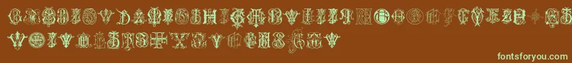 IntellectaMonogramsRandomSamplesSeven Font – Green Fonts on Brown Background