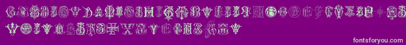 IntellectaMonogramsRandomSamplesSeven Font – Green Fonts on Purple Background