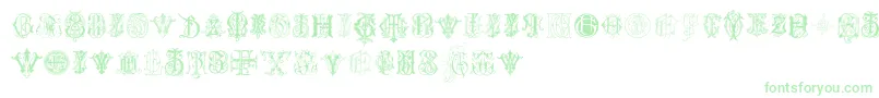 IntellectaMonogramsRandomSamplesSeven Font – Green Fonts on White Background