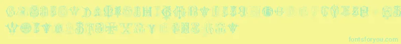 IntellectaMonogramsRandomSamplesSeven Font – Green Fonts on Yellow Background