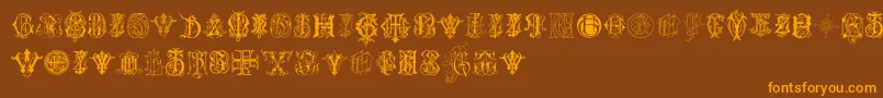 IntellectaMonogramsRandomSamplesSeven Font – Orange Fonts on Brown Background