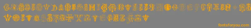 Шрифт IntellectaMonogramsRandomSamplesSeven – оранжевые шрифты на сером фоне