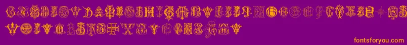 Fonte IntellectaMonogramsRandomSamplesSeven – fontes laranjas em um fundo violeta