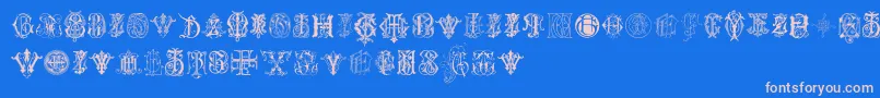 IntellectaMonogramsRandomSamplesSeven Font – Pink Fonts on Blue Background
