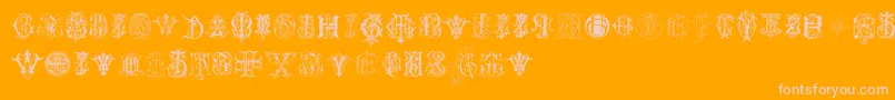 IntellectaMonogramsRandomSamplesSeven Font – Pink Fonts on Orange Background