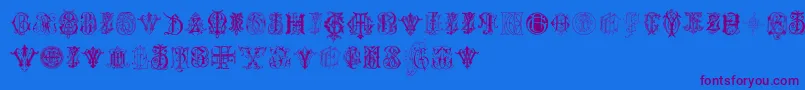 IntellectaMonogramsRandomSamplesSeven Font – Purple Fonts on Blue Background