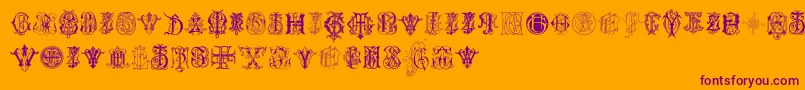 IntellectaMonogramsRandomSamplesSeven Font – Purple Fonts on Orange Background
