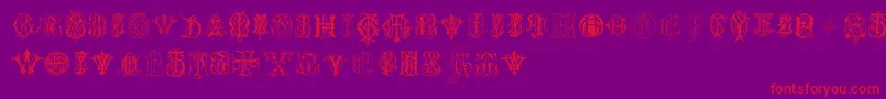 IntellectaMonogramsRandomSamplesSeven Font – Red Fonts on Purple Background