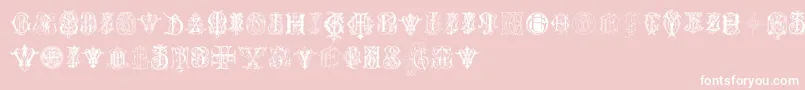 IntellectaMonogramsRandomSamplesSeven Font – White Fonts on Pink Background