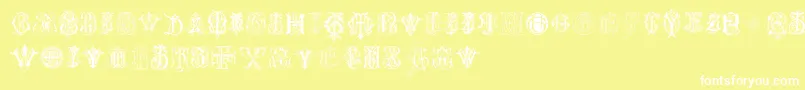 IntellectaMonogramsRandomSamplesSeven Font – White Fonts on Yellow Background