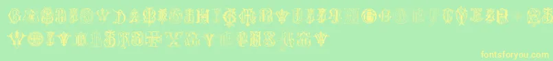 IntellectaMonogramsRandomSamplesSeven Font – Yellow Fonts on Green Background