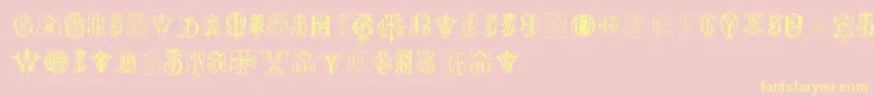IntellectaMonogramsRandomSamplesSeven Font – Yellow Fonts on Pink Background