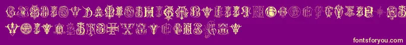 IntellectaMonogramsRandomSamplesSeven Font – Yellow Fonts on Purple Background